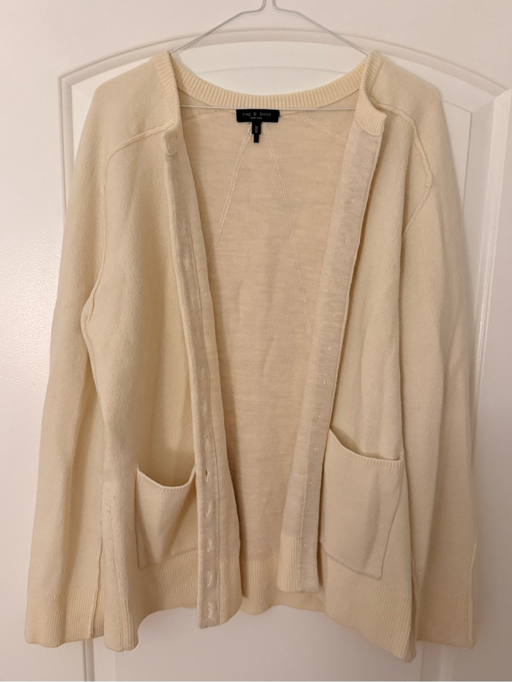 rag & bone Ivory Open-Front Pocket Cardigan